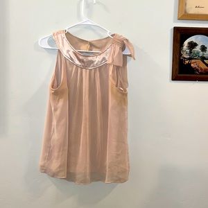 Women’s Tank Top, Bow on Left Shoulder, Cream, Pale Pink, Size Medium, JBS
